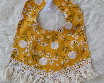 Mustard Floral Heirloom Bib