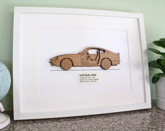 Datsun 240Z Blueprint, Laser Cut Wood, Datsun 240Z, Datsun Blueprint, Datsun Decor, Z Car, Datsun Gift, 240Z, 260Z, 280Z, Datsun, 8x10 or A4