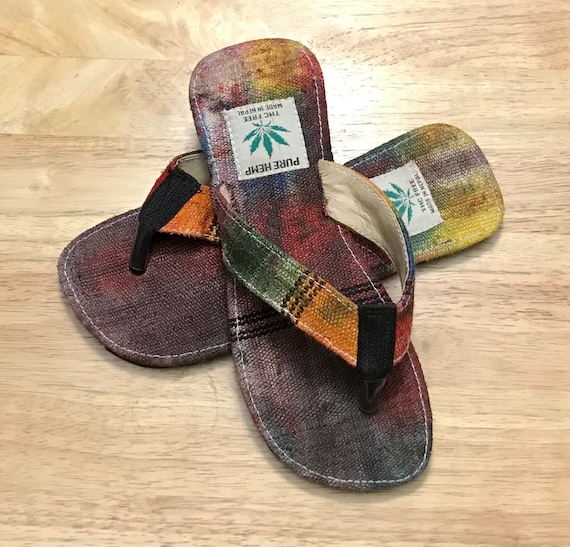 Tie Dye Hemp Flip Flops | Etsy