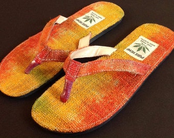 Chinelo de dedo de cânhamo tie-dye