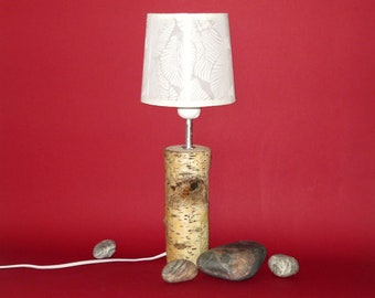 Table lamp with birch trunk