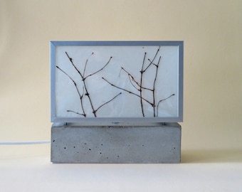 Table lamp concrete/aluminium/twigs