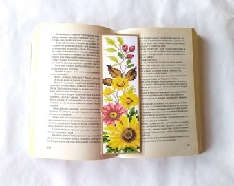 Paper sunflowers bookmarks, Notebook accessory, Book Reading accessories, Floral bookmark, Summer flowers bookmark, Botanical journal Marker