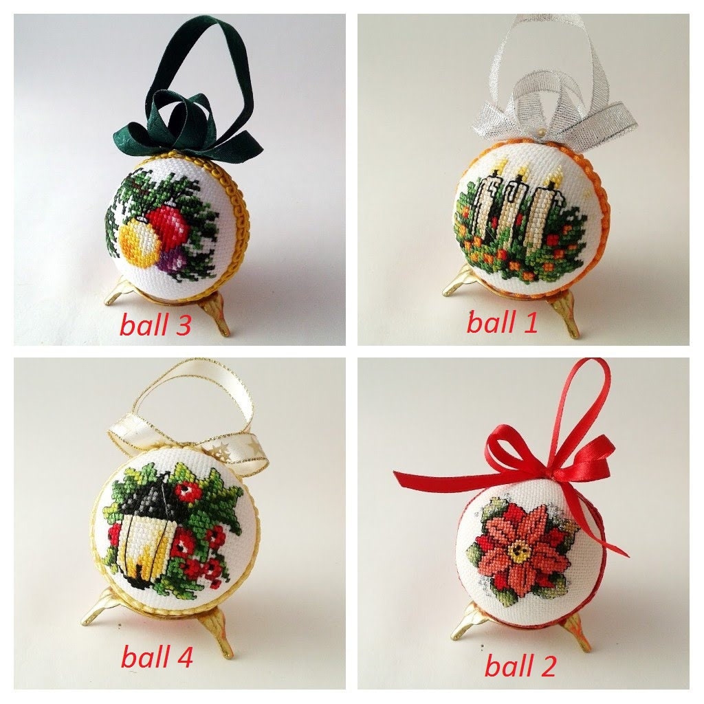 Cross stitch Christmas balls Finished cross stitch ornaments Etsy 日本
