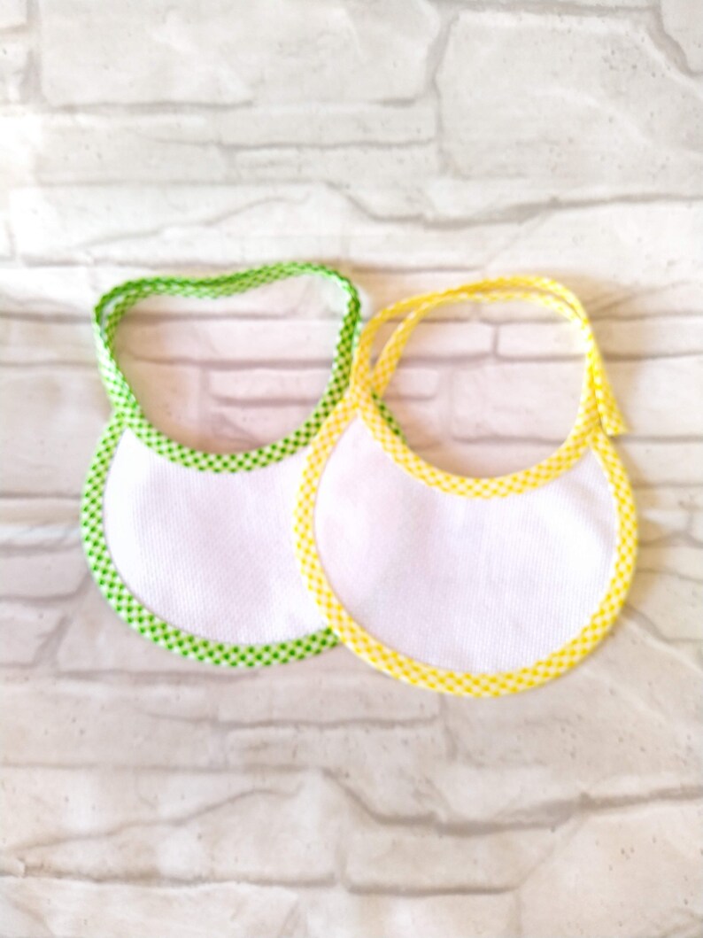 Yellow Blank Baby Bib to Cross Stitch, Green Cross Stitch Bib, Cross