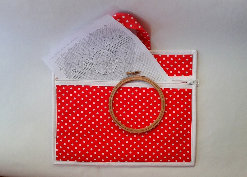 Cross Stitch Project Bag With Zipper, Fabric Cross Stitch Accessory, Cross Stitcher Gift