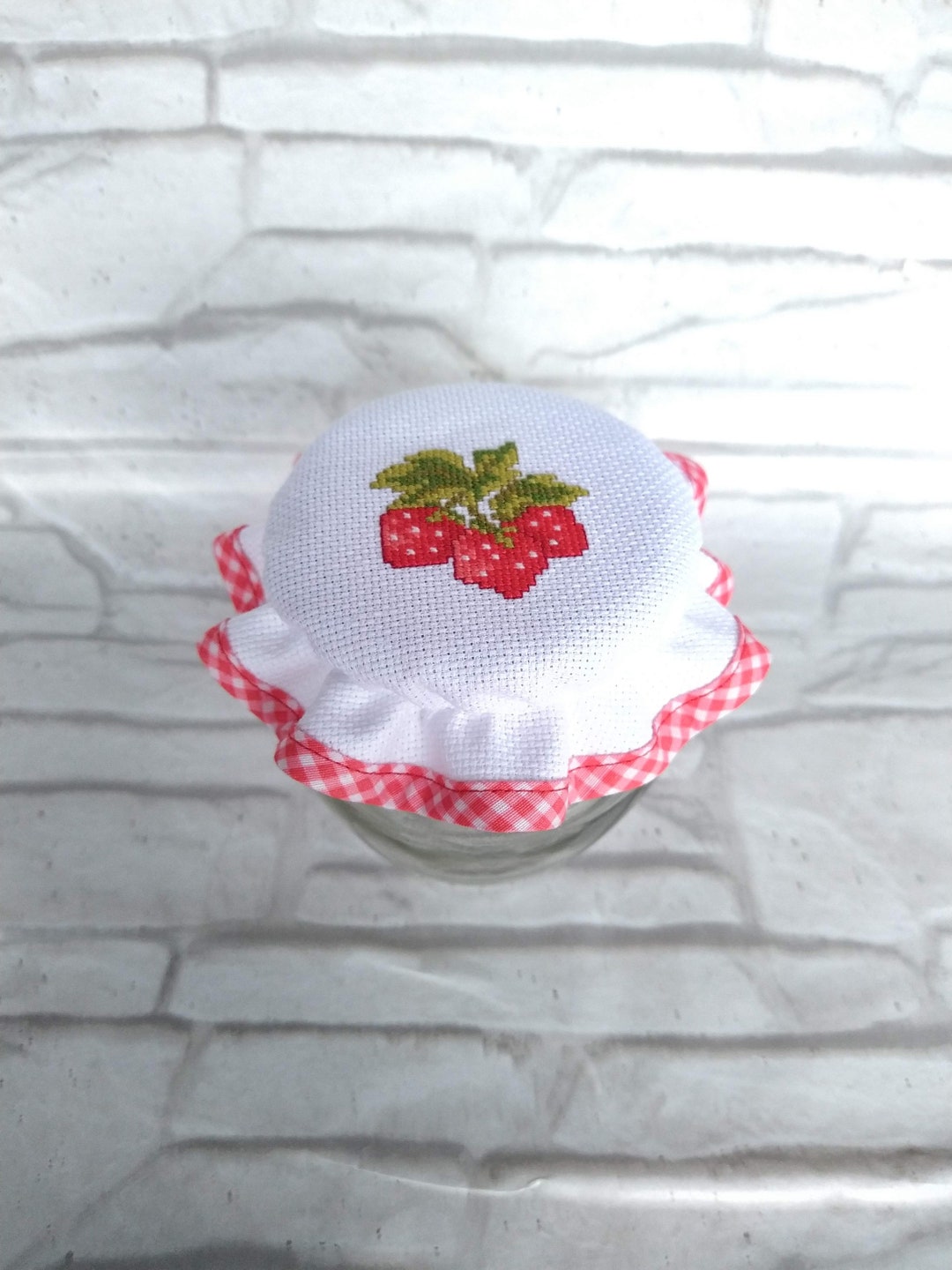 Strawberry Jam Jar Cover, Jelly Jar Cover, Cosy Jar Finished