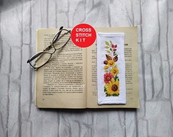 Sunflowers bookmark cross stitch kit, Counted sunflowers kit, Flowers cross stitch kit, Summer cross stitch bookmark kit, Floral xstitch kit