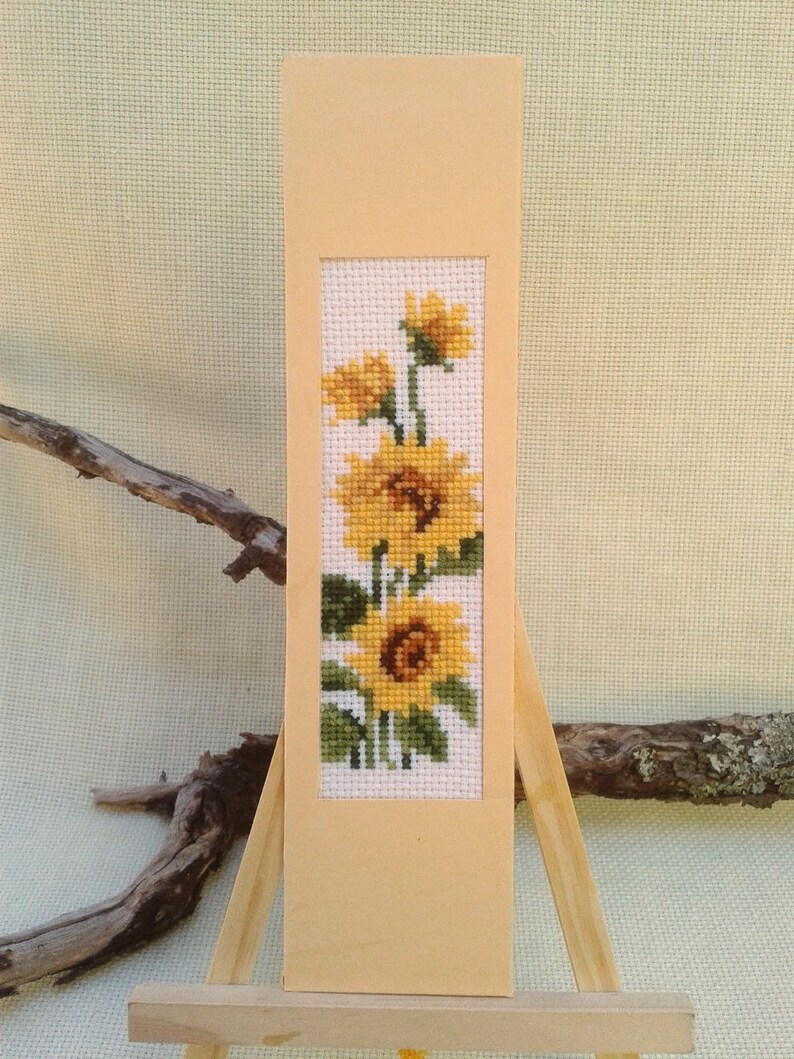 Sunflowers cross stitch bookmark Yellow flower bookmark Etsy