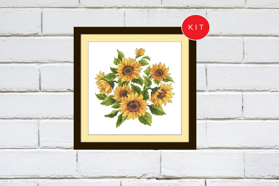 Sunflowers Cross Stitch Kit Counted Sunflowers Kit Cross Etsy