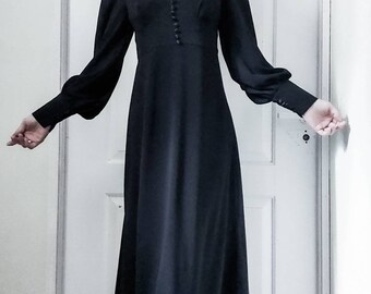 Belladonna ' black maxi witchy gothic vintage vegan dress with lace and buttons