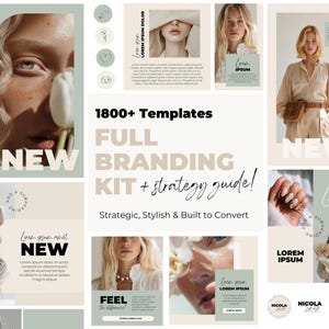 Sage Green Branding Kit: Canva Templates, Social Media, Strategy Guide (Digital Download