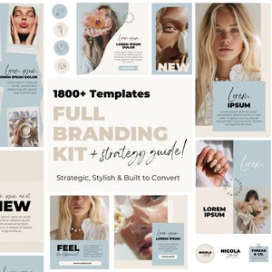 Blue Branding Kit: Canva Templates, Strategy Guide Included, Marketing and Branding Package (Digital Download)