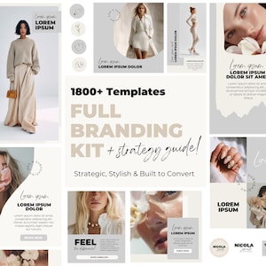 Kit de marca gris: Plantillas de Canva para redes sociales, logotipos, documentos empresariales y guía de estrategia (descarga digital)