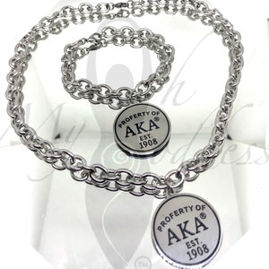 NEW Large Engraved: Sorority Inspired Charm Bracelet/Necklace Set