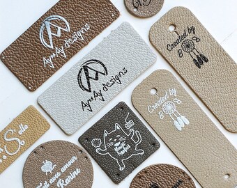 40 Chrome‑Tanned Goat Leather Labels — Neutral Branding Tags, Custom Font & Layout Options