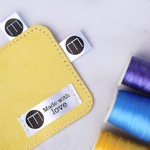 100pcs Small Custom Garment tags // satin trademark label // sew-in custom clothing labels //  Labels for scrunchies // Polyester Satin tags