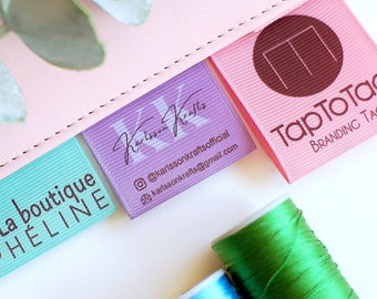 Custom Grosgrain Ribbon Labels with Logo, Personalized Fabric Branding Tags for Clothing and Packaging