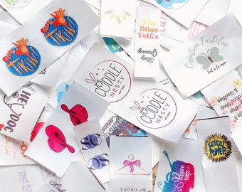 100 Multi‑Color Logo Inseam Labels — Custom Clothing Tags