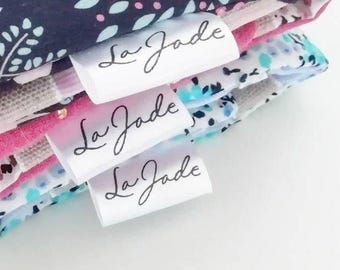 50 Custom Satin Clothing Labels, Sew In Fabric Tags for Handmade Clothing, Boutique and Small Business Branding