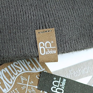40 etichette/etichette in pelle vegana tagliate su misura con logo o testo personalizzato