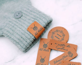 Custom Faux Leather Labels for Handmade Items, Washable PU Leather Tags for Crochet, Sewing and Clothing