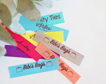 50 Flat Custom Neck Tags — Sew‑On Clothing Labels for Handicraft Brands