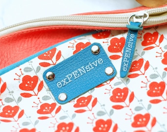 Set of 20 Branding Labels & Leather Zipper Pulls — Custom Logo Tags for Pouches, Cosmetic Bags and Gifts