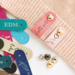 Lederetiketten-Set mit Herzniete, personalisierbare Lederanhänger