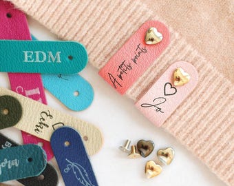 Lederetiketten-Set mit Herzniete, personalisierbare Lederanhänger