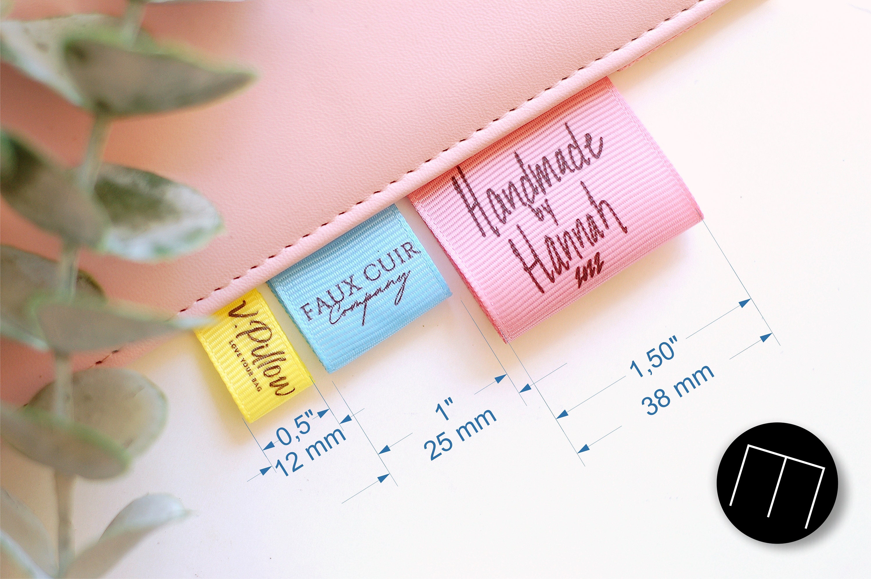 50 Custom Logo Labels fold over / flat sew on / side fold labels / variable product size