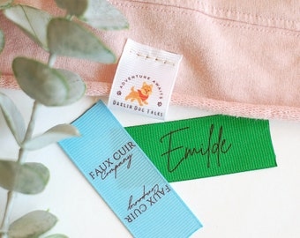 50 Custom Hem Labels — Full-Color Folded Clothing Tags for Handmade Apparel & Craft Branding