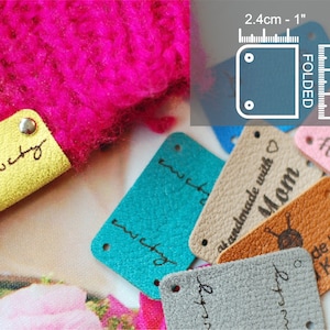 20 pcs Personalized Leather Fold Sew on labels image 1