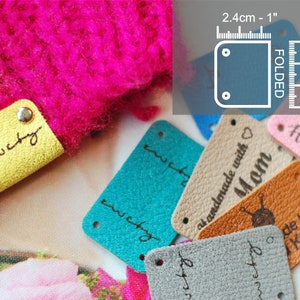 20 pcs Personalized Leather Fold Sew on labels image 1