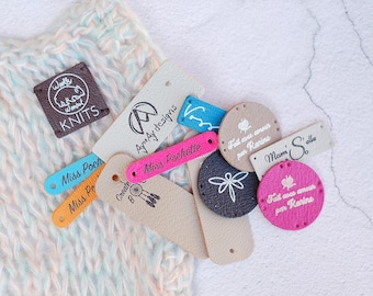 Étiquettes personnalisées en cuir véritable, étiquettes cousues avec logo personnalisé, marquage artisanal