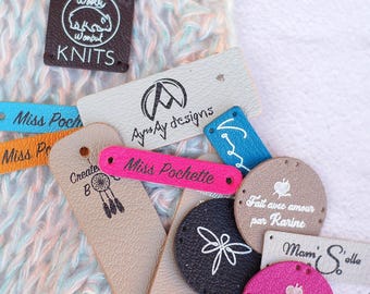 Etiquetas de cuero personalizadas, etiquetas a medida para bolsos y artesanías hechas a mano.