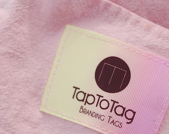 50 Personalized Sew-On Labels — Flat Fabric Tags with Custom Logo/Text for Handmade Clothing & Crafts