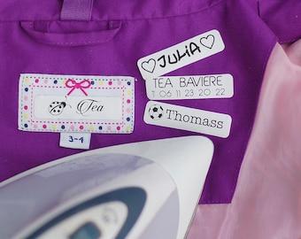 50 Personalized Iron On Name Labels for Clothing, School Uniforms, Kids Clothes and Fabric Items