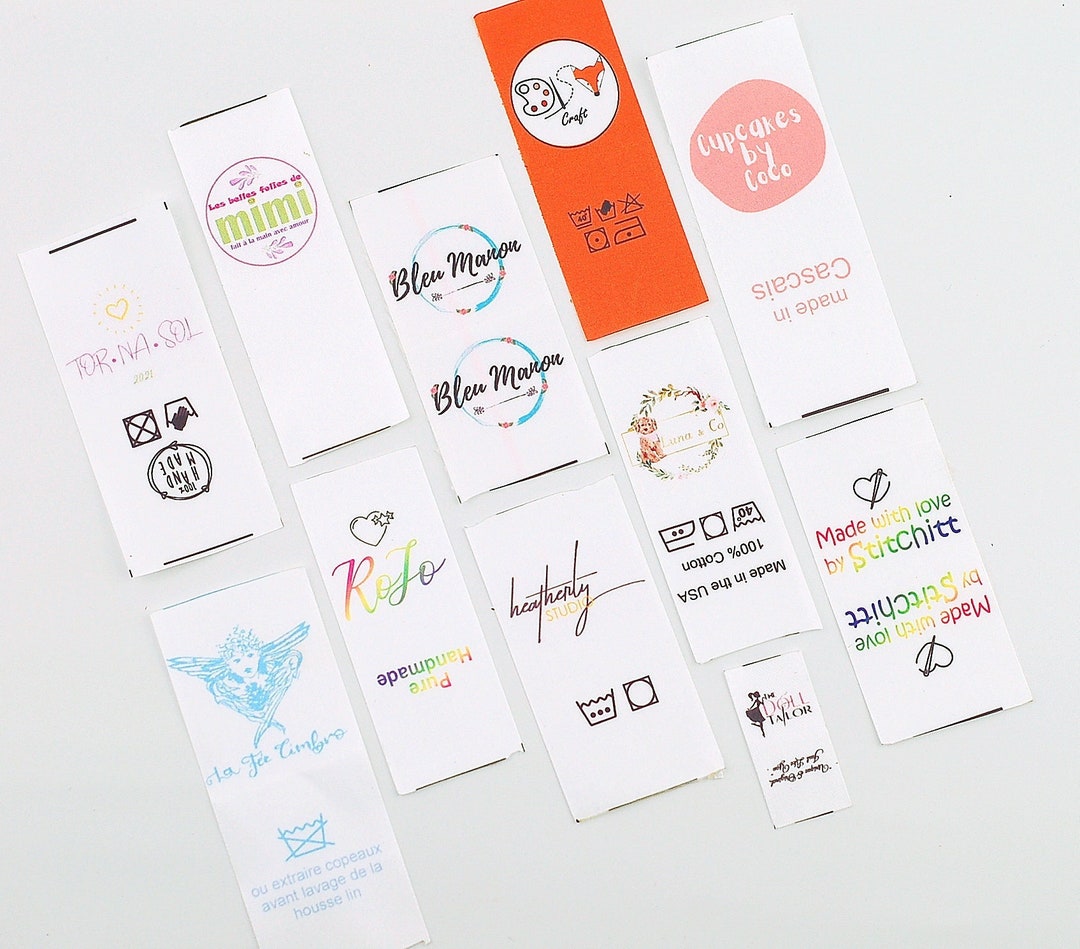 100 Colorful Printed Clothing Labels — Full‑color Logo & Wash‑care Tags ...