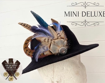 Bespoke Mini Deluxe size Pheasant Game Feather Brooch Hat Pin with Shotgun cartridge