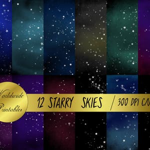 Starry night sky, instant download, starry night digital paper, starry night printable background