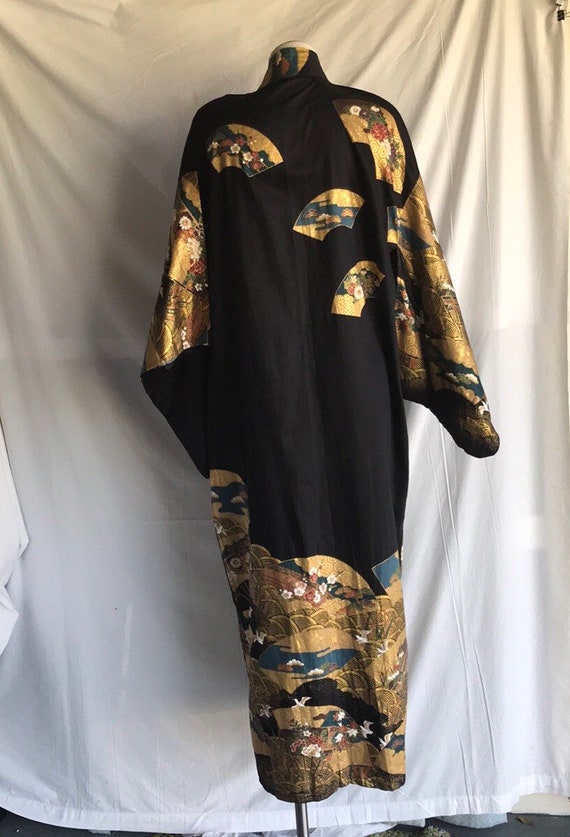 FP Japanese Black/gold design Kimono with belt NW… - image 6