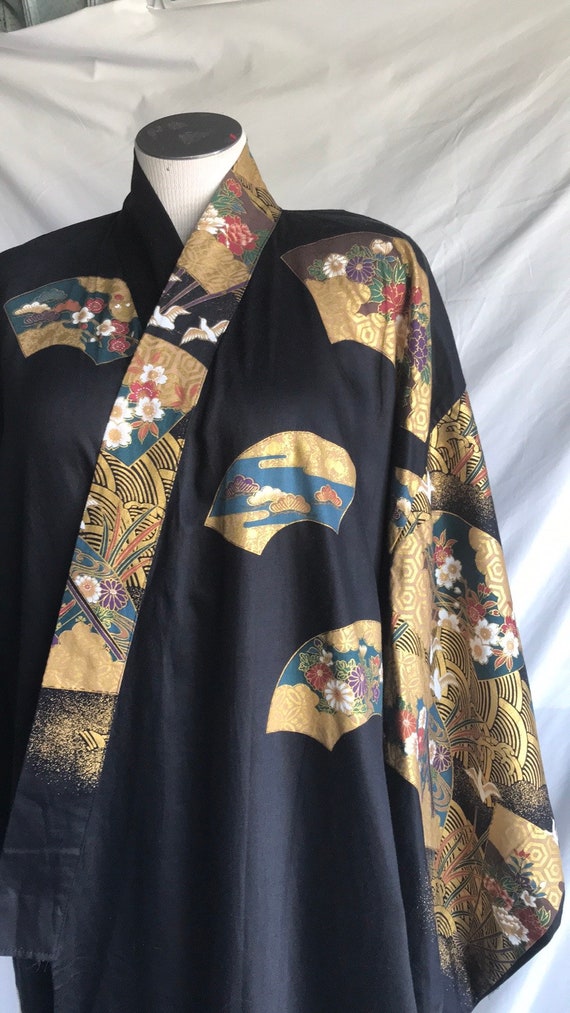 FP Japanese Black/gold design Kimono with belt NW… - image 3
