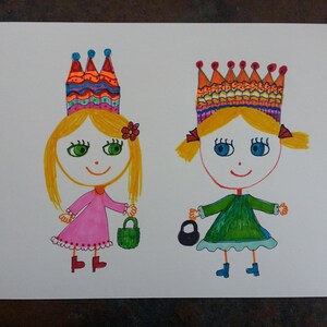 1 Princesses marker drawings on paper  8x11&quot;Very cute