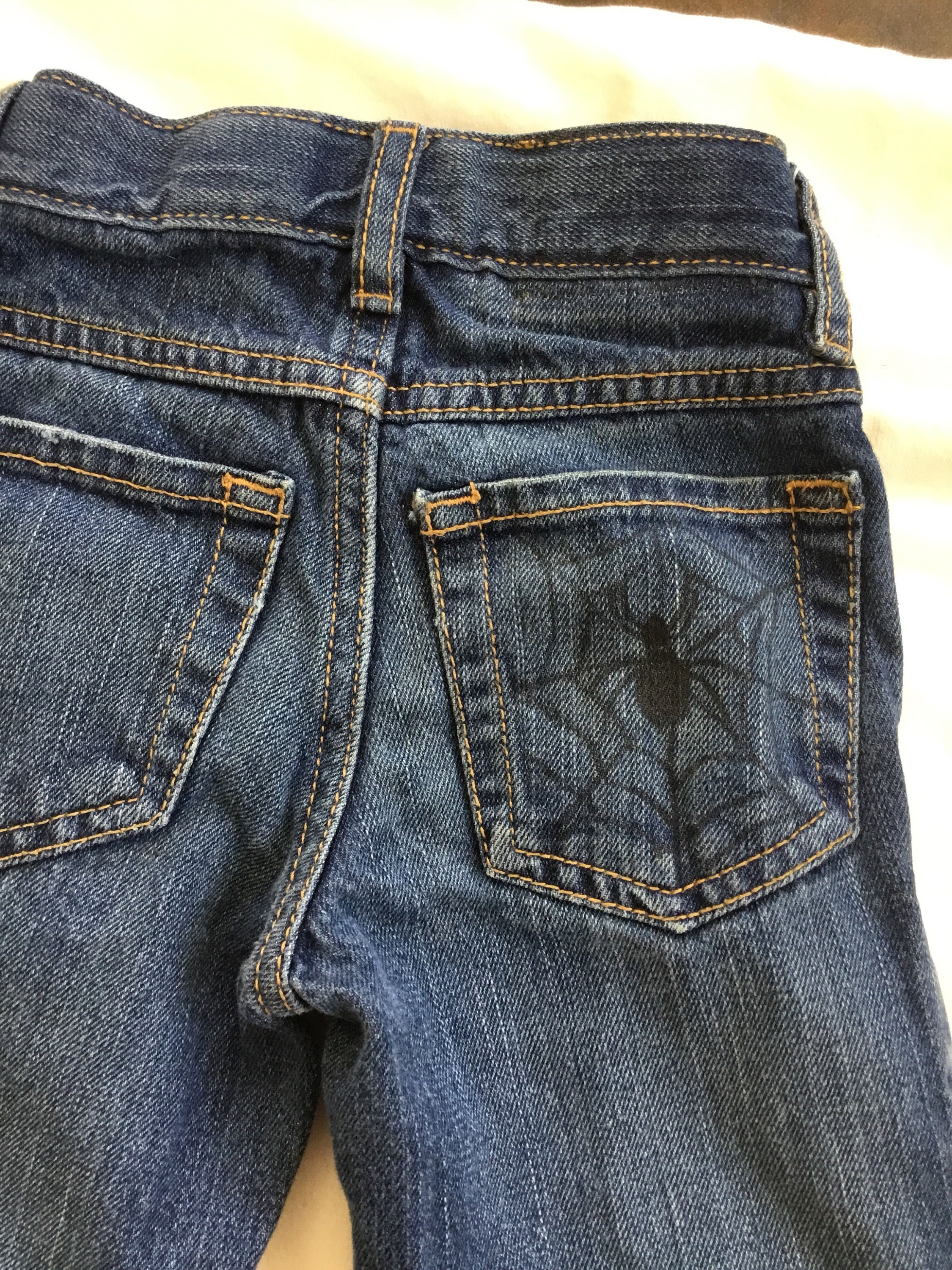 Jeans Recycled Hand Painted With Cute Drawings of Bugs Denim Sz 4