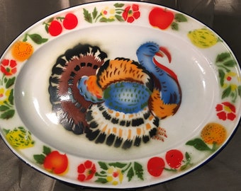 Enamel Thanksgiving Turkey Platter Enamel Thanksgiving Turkey Platter