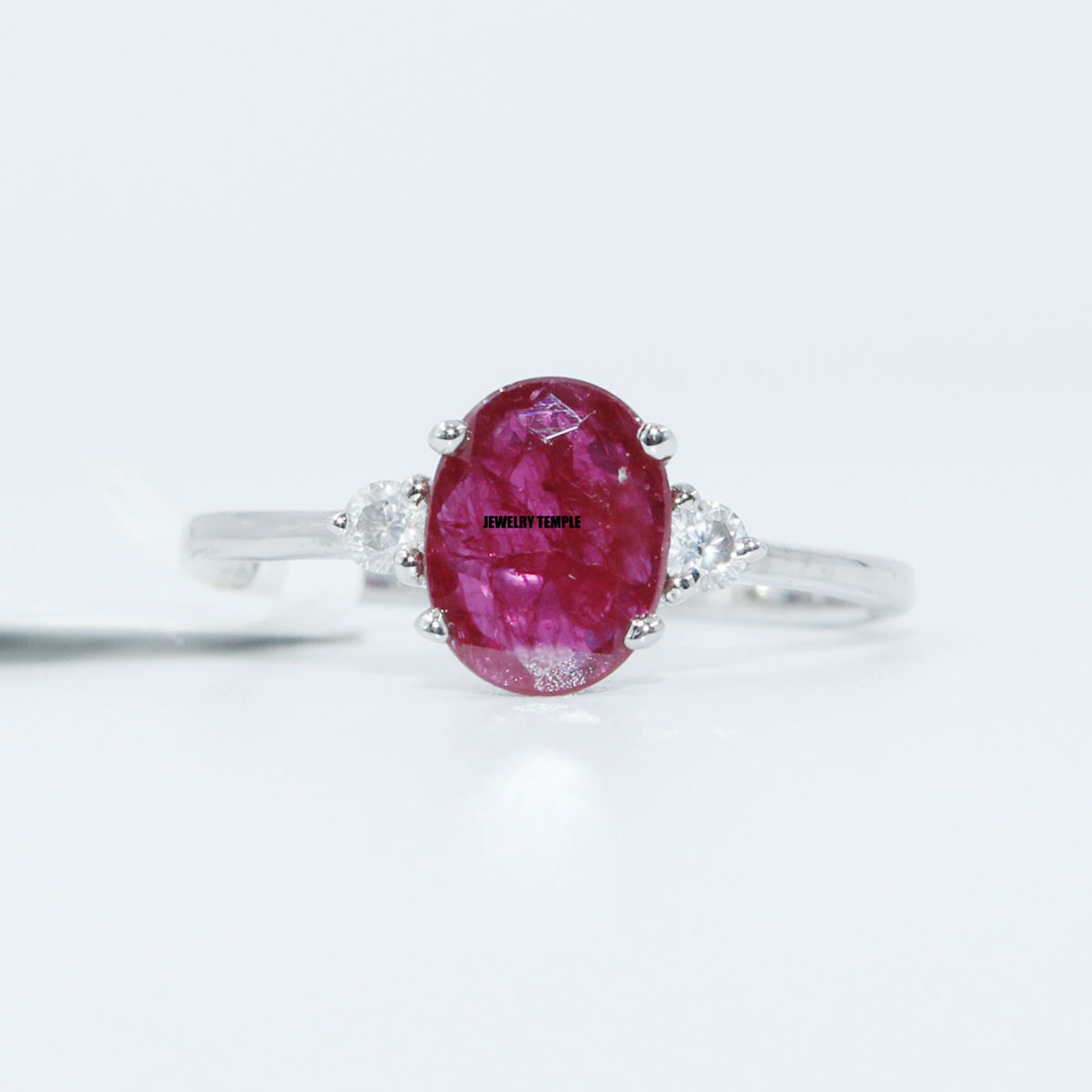High Quality Diamond With Natural Ruby Gemstone Ring 5mm Etsy