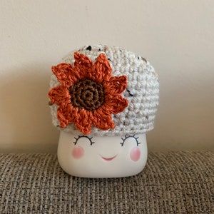 Crochet fall marshmallow mug hat