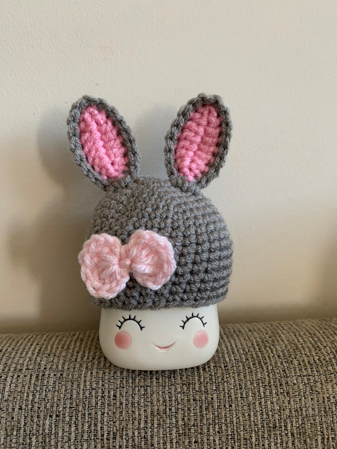 Crochet Bunny Ears Marshmallow Mug Hat - Etsy