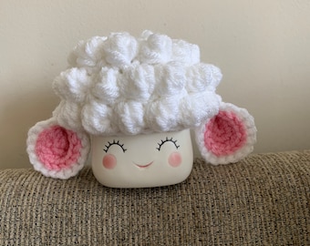 Crochet Lamb Marshmallow Mug Hat | Spring Mug Topper | Farmhouse Tiered Tray Decor